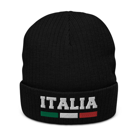 Italia Italian Flag Ribbed knit beanie