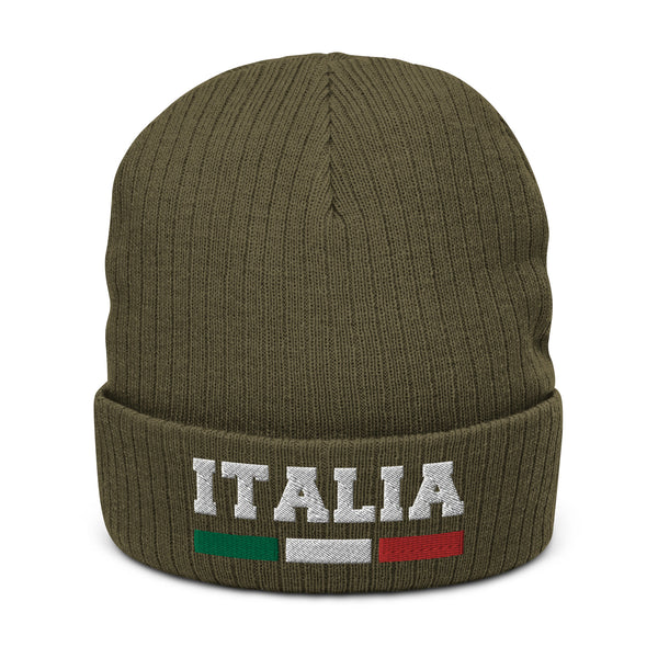 Italia Italian Flag Ribbed knit beanie