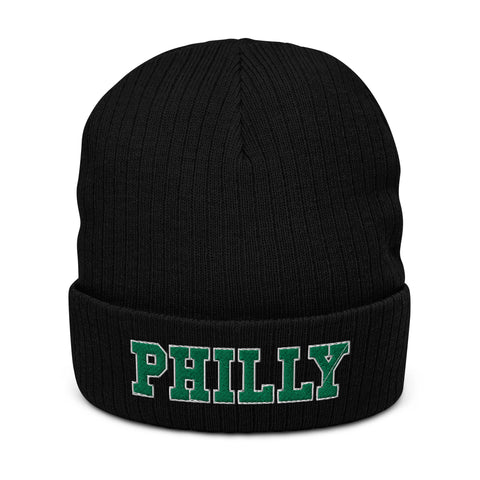 PHILLY Embroidered Ribbed knit beanie in Eagles Colors