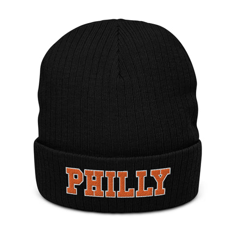 PHILLY Embroidered Ribbed knit beanie in Flyers Colors