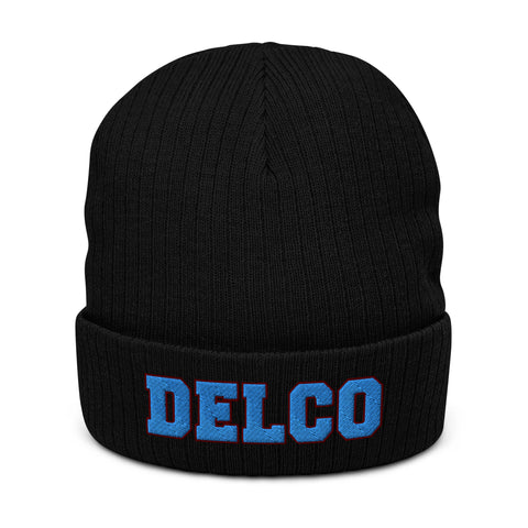 DELCO Embroidered Ribbed knit beanie in Phillies Colors