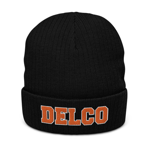 DELCO Embroidered Ribbed knit beanie in Flyers Colors