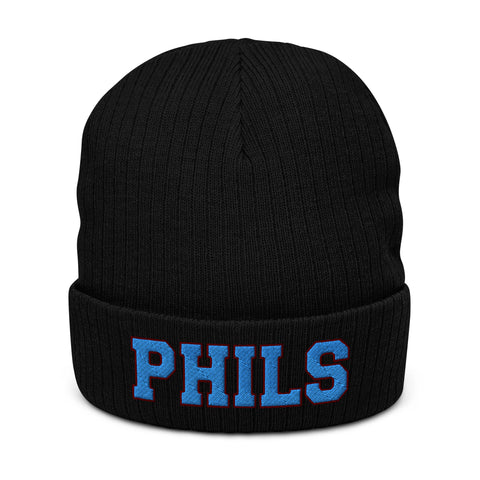 PHILS Ribbed knit beanie in Phillies colors - black