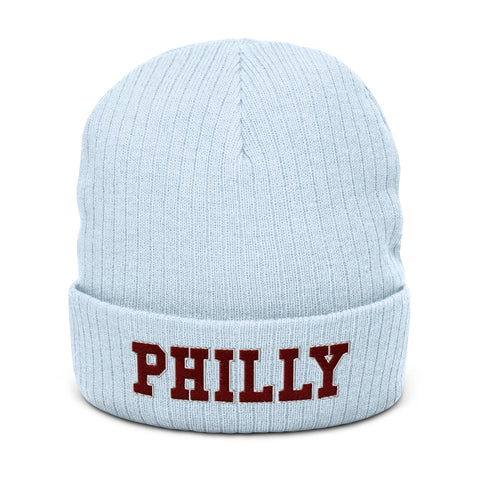 PHILLY Ribbed knit beanie in Phillies colors