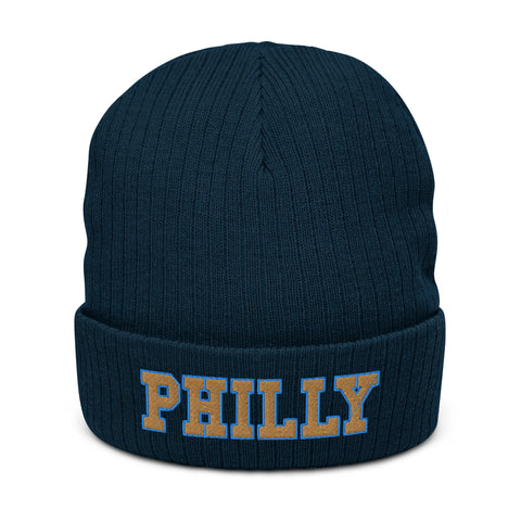 PHILLY Ribbed knit beanie in Union colors